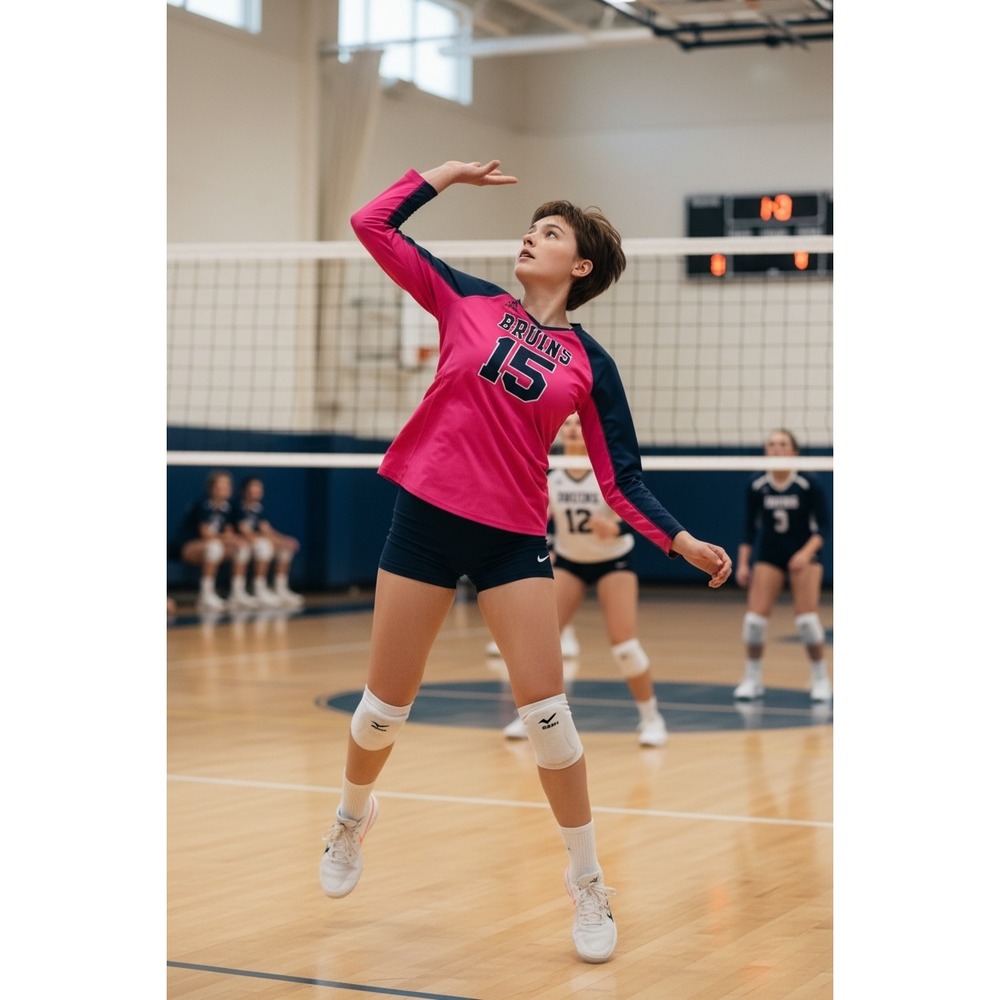 Adidas Volleyball Jersey Bruins #15 Pink/Navy Long Sleeve Unisex M breast cancer